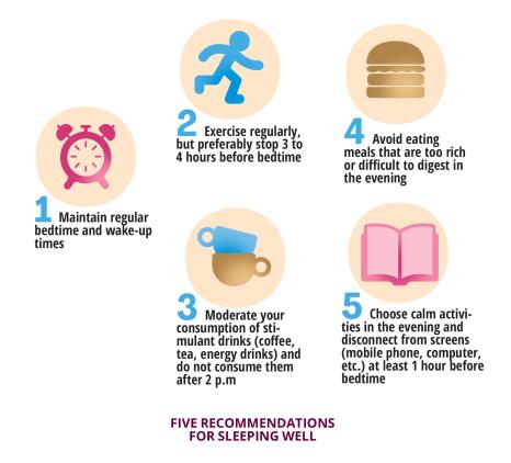 Five recommendations for sleeping well